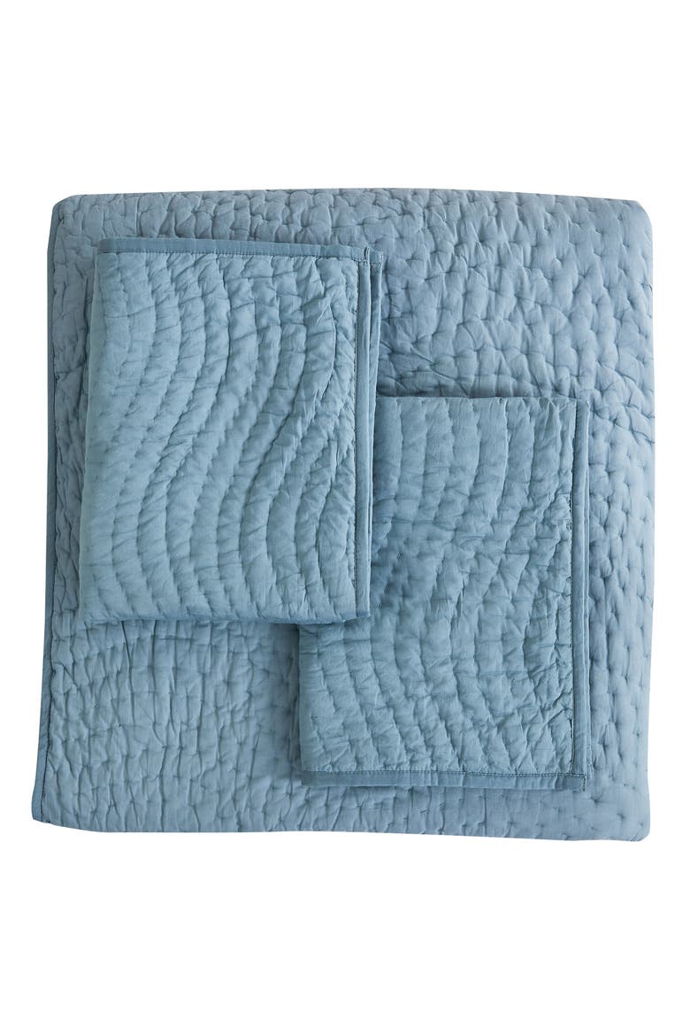Voile Solid Cotton Quilt & Sham Set, Main, color, SLATE BLUE