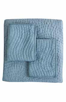 MELANGE HOME Voile Solid Cotton Quilt & Sham Set