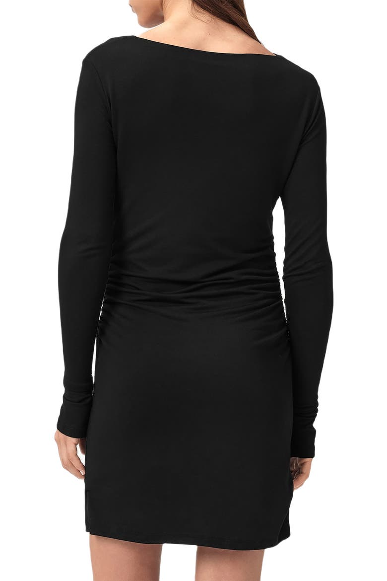 Seyma Asymmetric Square Neck Long Sleeve Knit Minidress, Alternate, color, BLACK