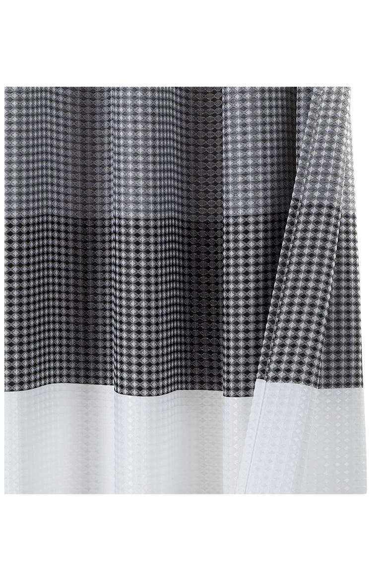 Shades Ombré Waffle Texture Shower Curtain, Alternate, color, BLACK