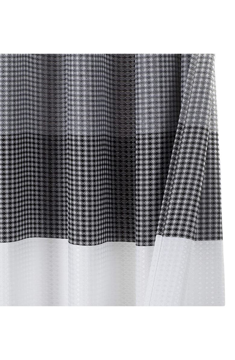 DAINTY HOME Shades Ombré Waffle Texture Shower Curtain, Alternate, color, Black