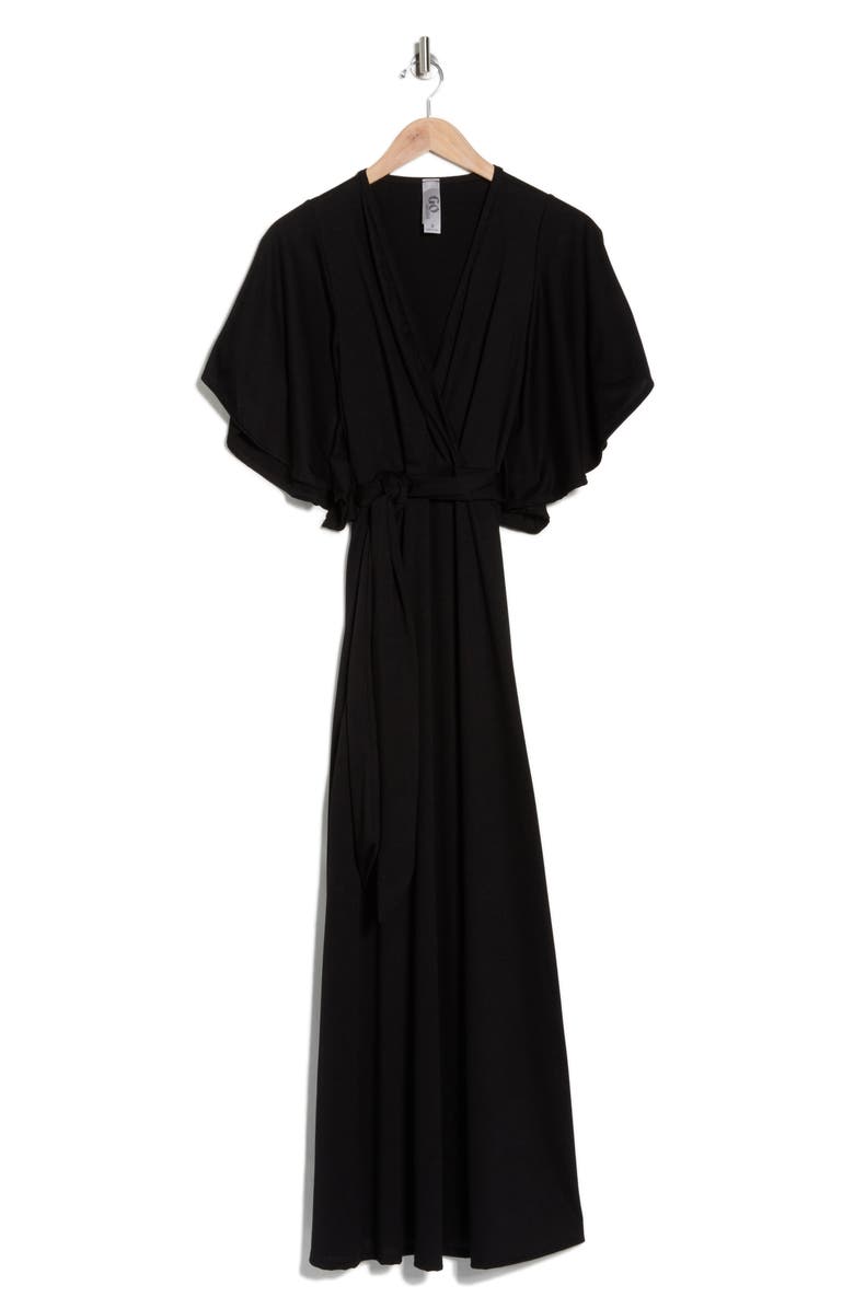GO COUTURE Wrap Maxi Dress, Alternate, color, Black