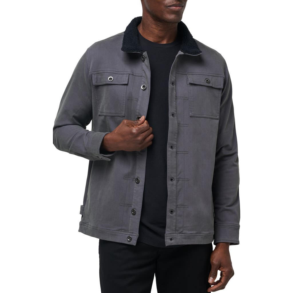 Travismathew Cloud Denim Fleece Collar Jacket In Gray