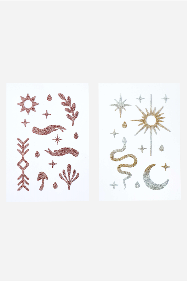 Wild Glow Sun Tan Stickers, Alternate, color, Metallic Gold