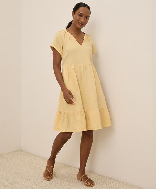 Pact Organic Cotton Coastal Double Gauze Breezy Dress In Yellow