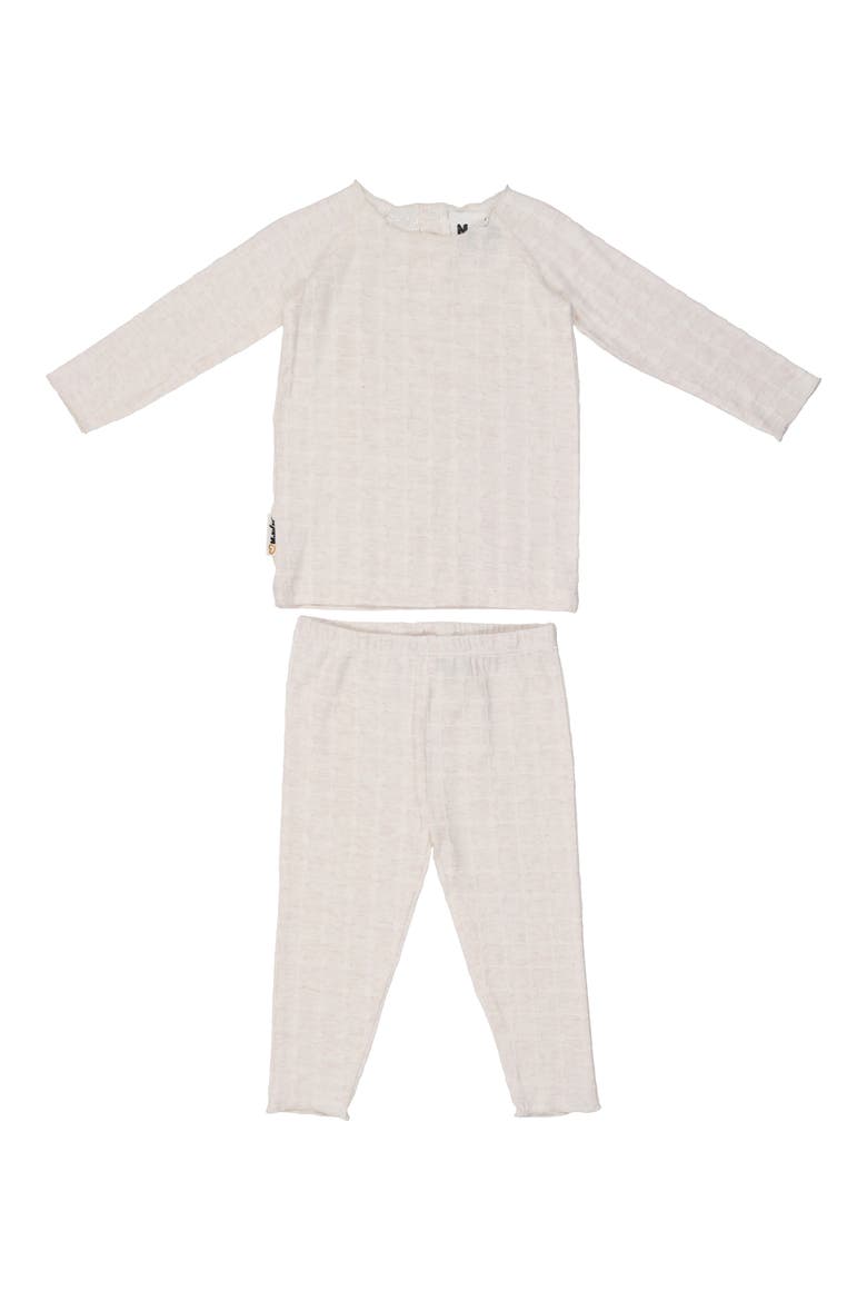 Box Pattern Stretch Cotton Top & Pants Set, Main, color, IVORY
