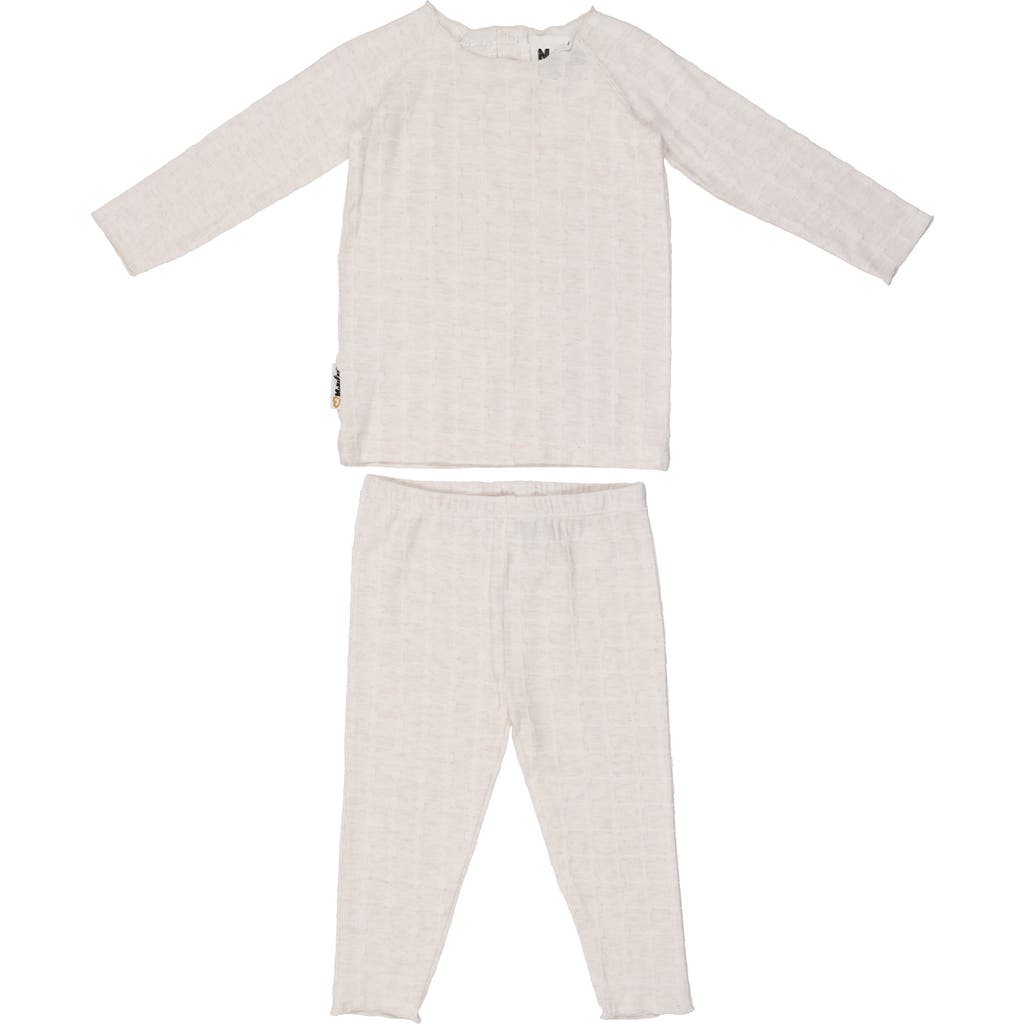 Maniere Manière Box Pattern Stretch Cotton Top & Pants Set In Neutral