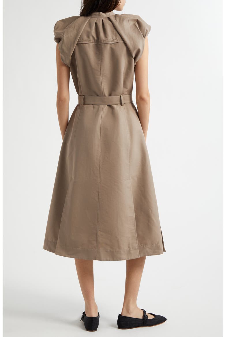 Cloud Sleeve Belted Midi Shirtdress, Alternate, color, STONE GREY