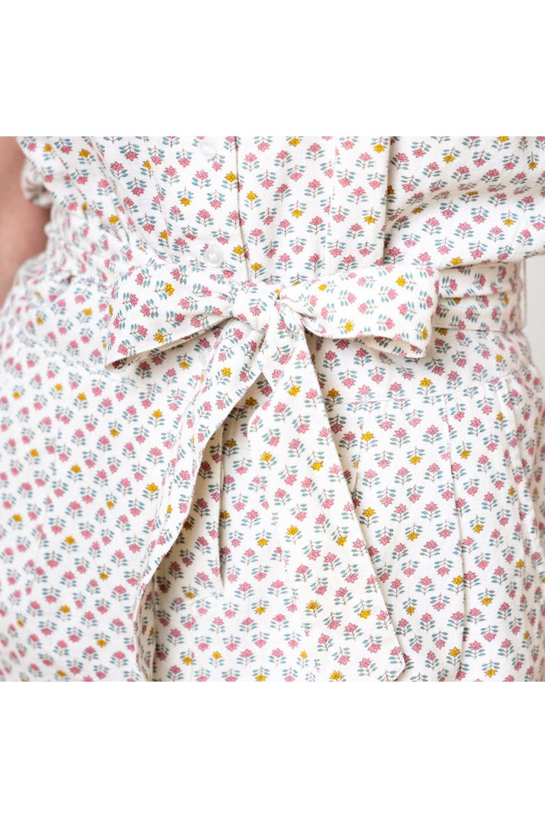 Women's Sleeveless Linen Button Front Halter Romper, Alternate, color, Provence Mini Floral