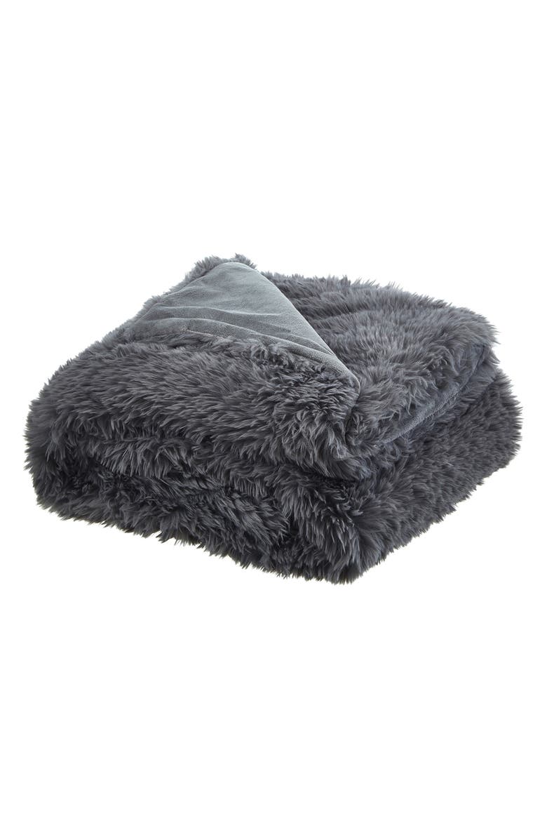 INSPIRED HOME Faux Fur Throw Blanket, Main, color, 