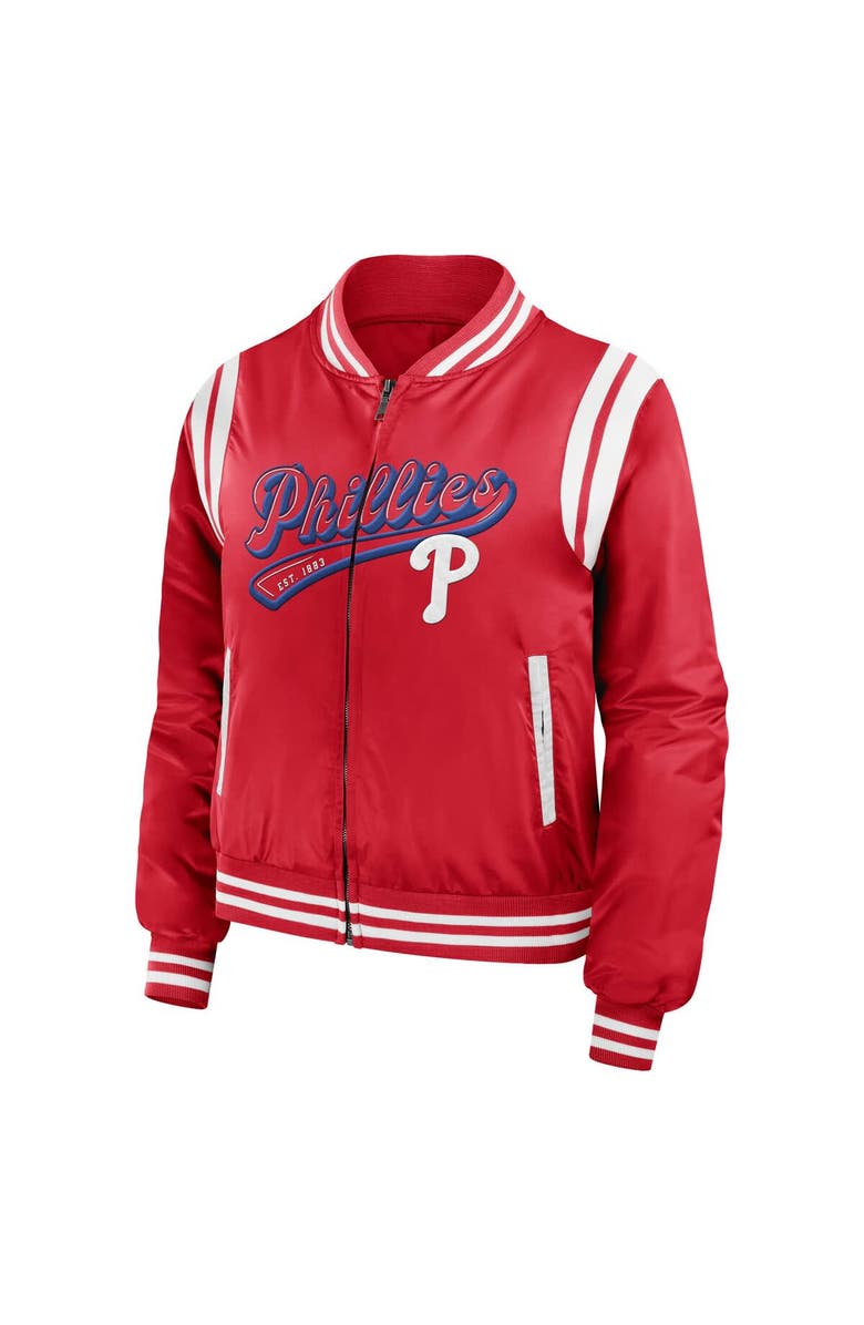 WEAR by Erin Andrews Women's WEAR by Erin Andrews Red Philadelphia Phillies Football Bomber Jacket, Alternate, color, Red