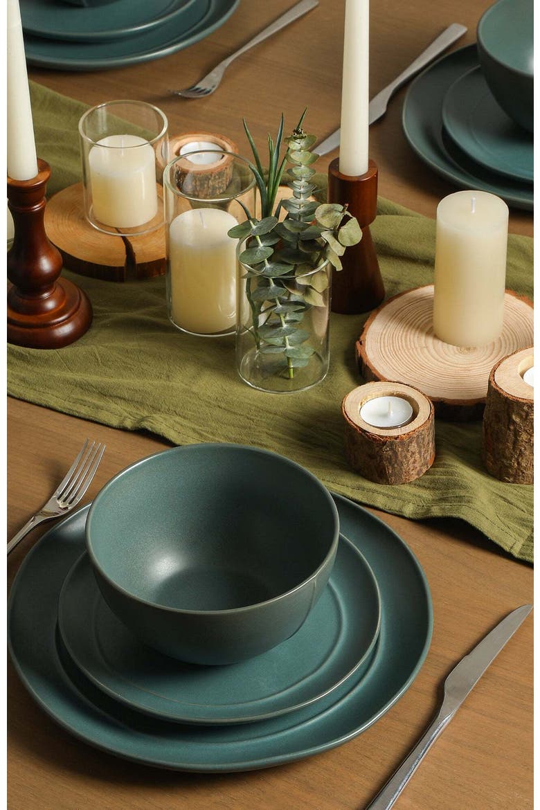 Infinity Stoneware 12-Piece Dinnerware Set, Alternate, color, Green