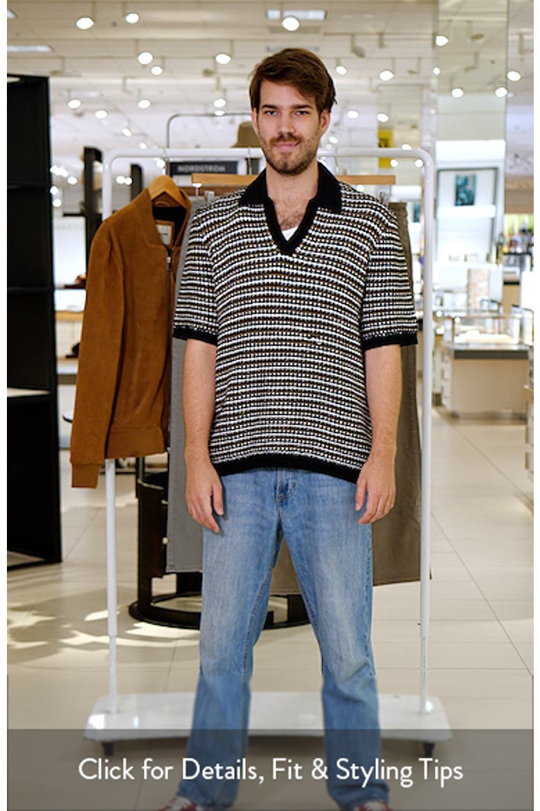 Johnny Collar Textured Stripe Cotton Polo Sweater video