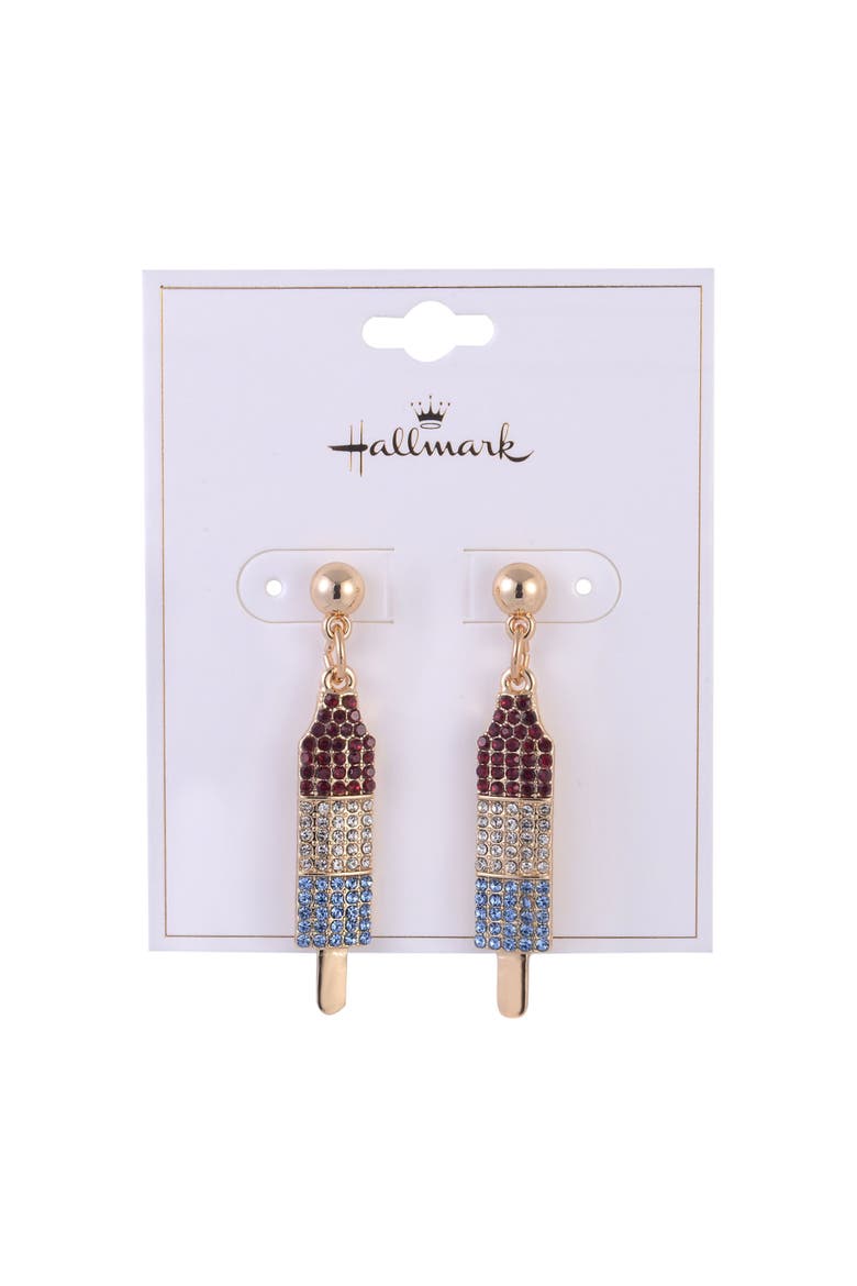 Red, White and Blue Popsicle Earrings, Alternate, color, Red