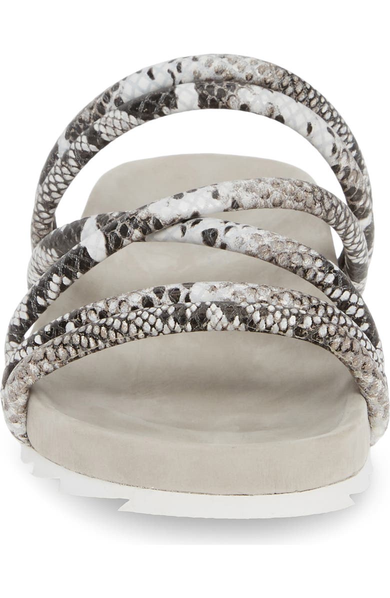 JSlides Tess Strappy Slide Sandal, Alternate, color, Black/ White Embossed Leather