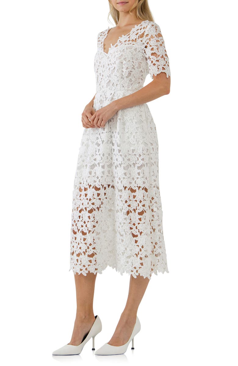 Endless Rose Allover Lace Midi Dress, Alternate, color, White