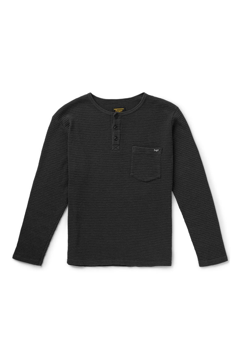 Sawpit Long Sleeve Cotton Thermal Henley, Alternate, color, VINTAGE BLACK