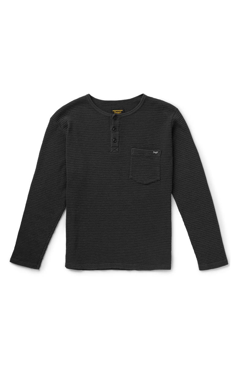 Seager Co Sawpit Long Sleeve Cotton Thermal Henley, Alternate, color, Vintage Black