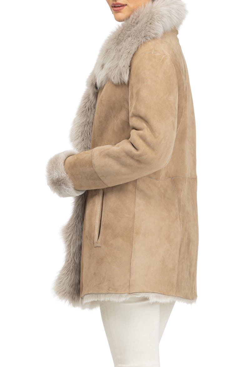 Merino Genuine Shearling Short Jacket, Alternate, color, ARCTIC BEIGE BRISA