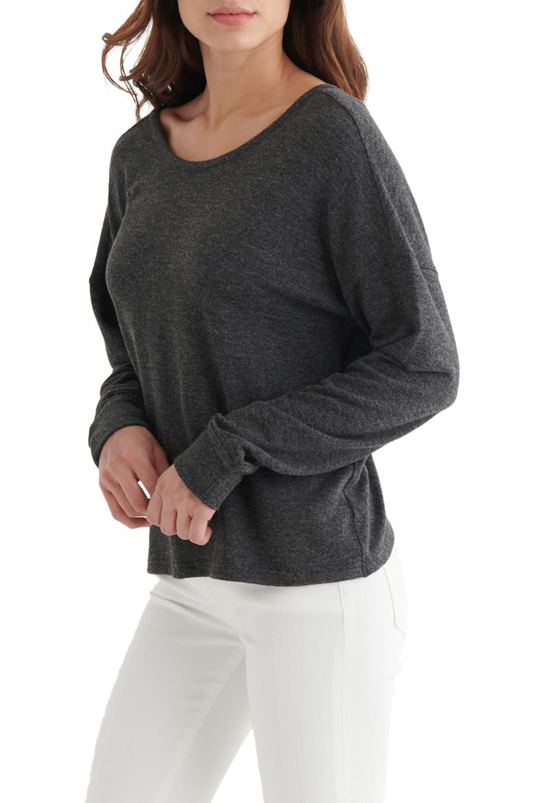Twist Back Cloud Jersey Top, Alternate, color, CHARCOAL HEATHER