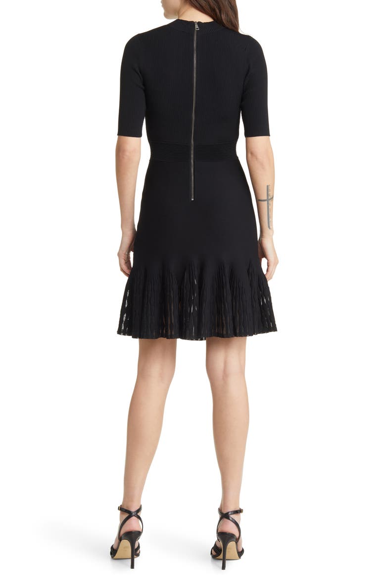 Jesseca Ribbed Sweater Dress, Alternate, color, BLACK