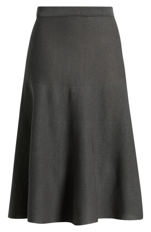Ming Wang Flare Knit Midi Skirt In Gray
