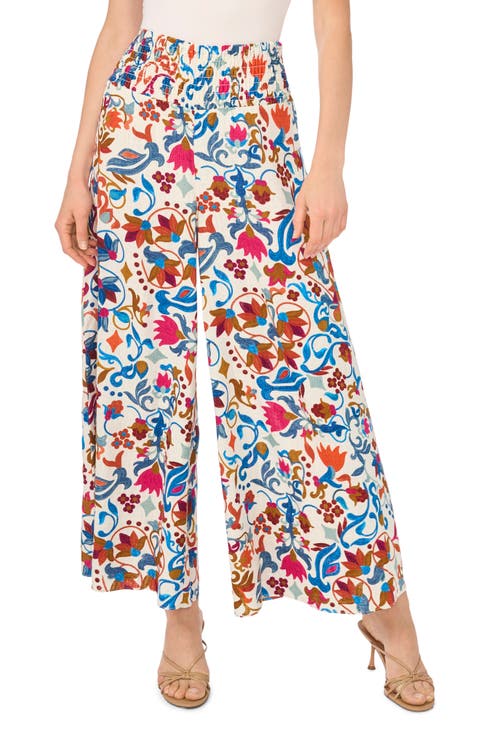 Smocked Waist Wide Leg Pants