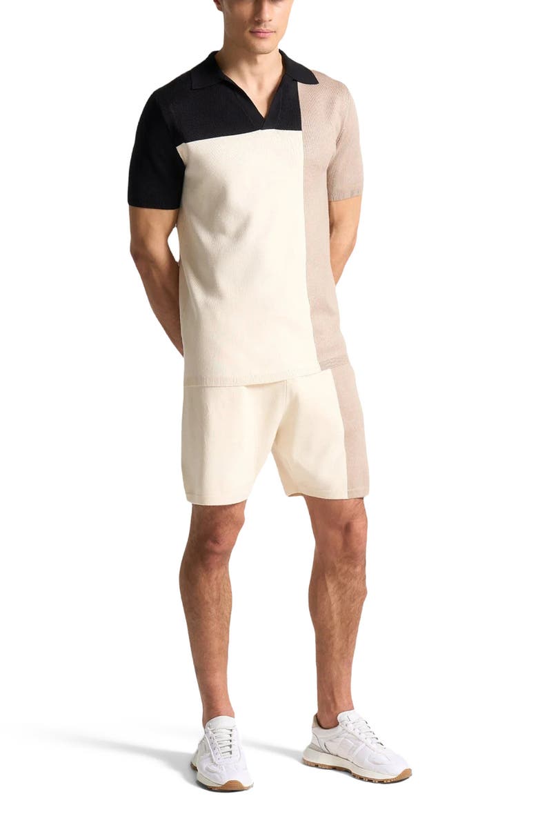 Manière De Voir Colour Block Knit Revere Polo Top, Alternate, color,