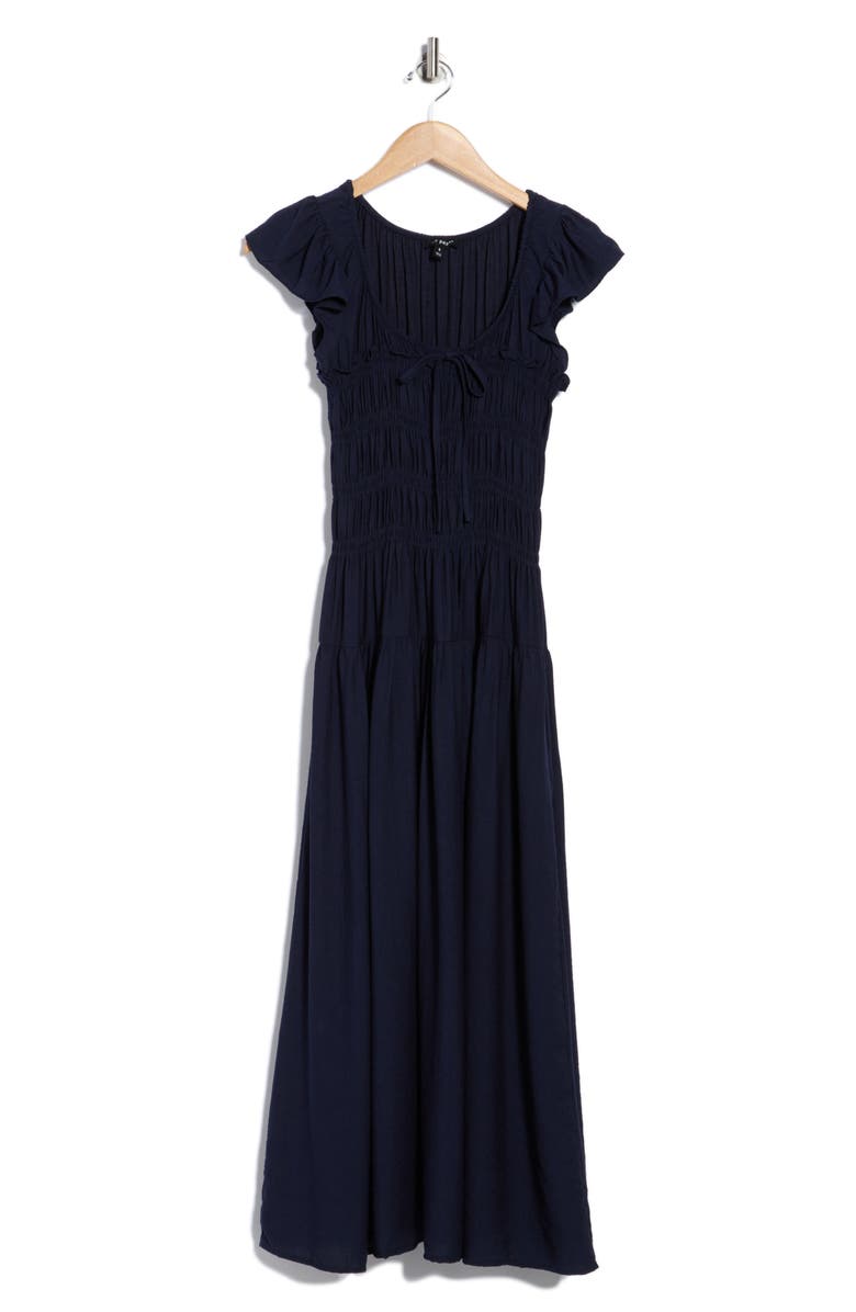 Blu Pepper Shirred Maxi Dress, Alternate, color, Navy
