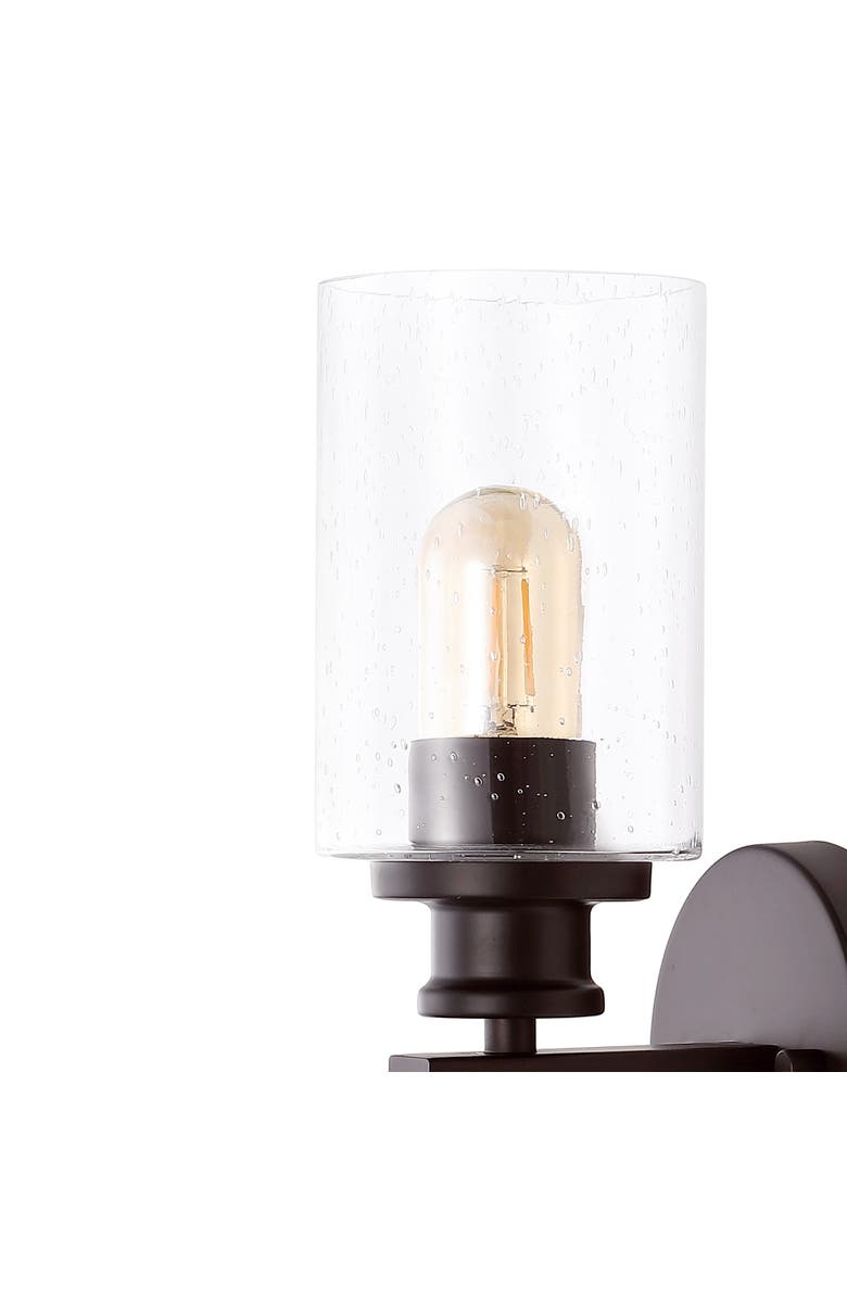 JONATHAN Y Jules Cylinder 2-Light Iron/Seeded Glass Farmhouse Contemporary LED Wall Sconce, Alternate, color, Oil Rubbed Bronze