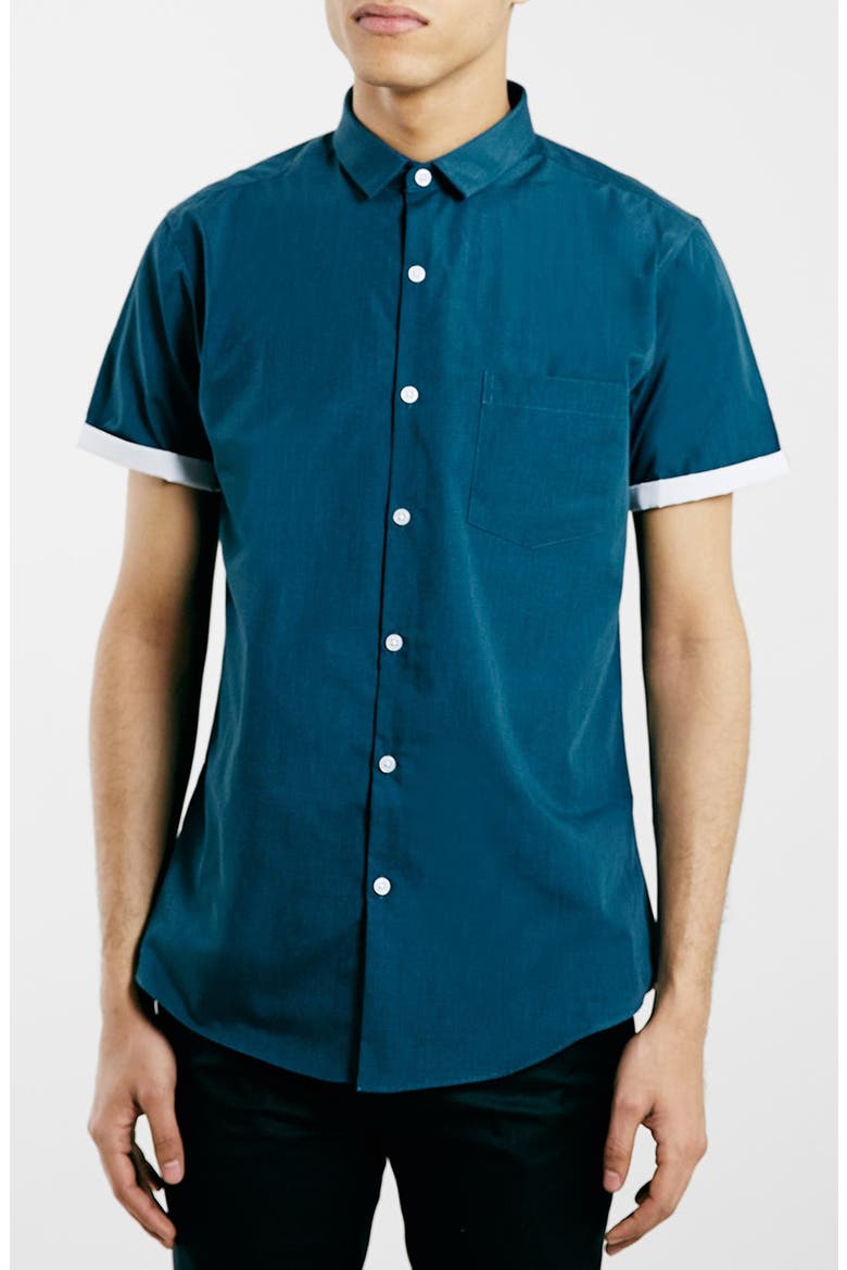 Slim Fit Short Sleeve Shirt, Main, color, TEAL