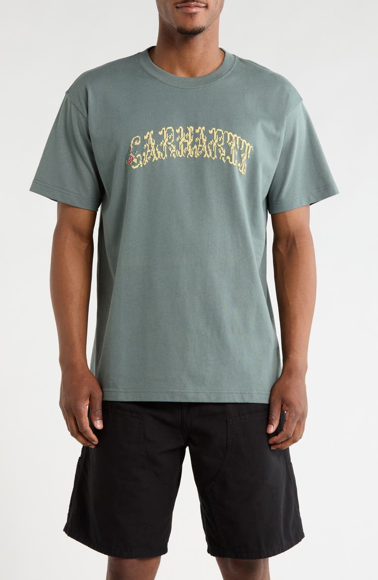 Carhartt Work In Progress Logo Organic Cotton Graphic T-Shirt, Main, color, Velvet Green