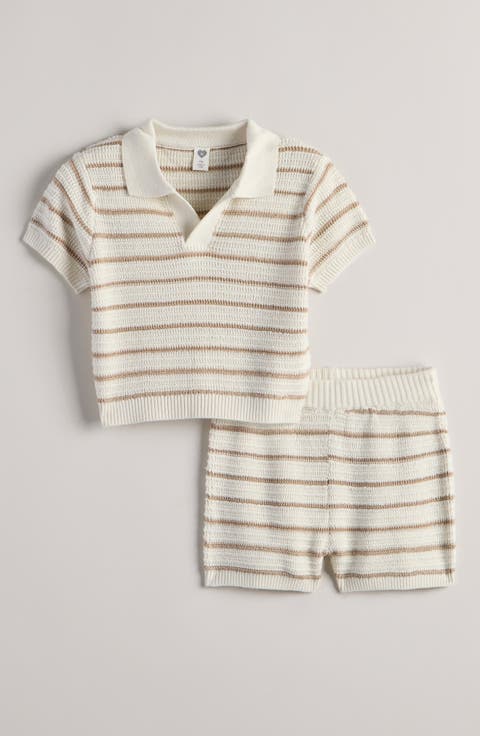Cotton Blend Knit Polo Sweater & Shorts Set (Baby)