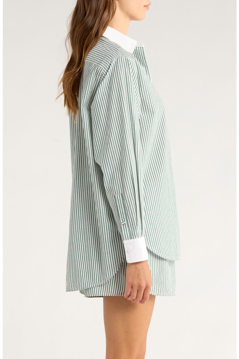 Airy Cotton & Silk Curve Hem Short Pajamas, Alternate, color, OVER STRIPE