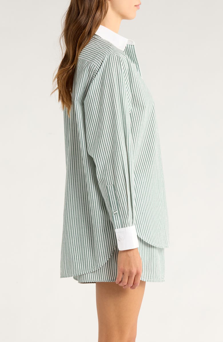 Lunya Airy Cotton & Silk Curve Hem Short Pajamas, Alternate, color, Over Stripe