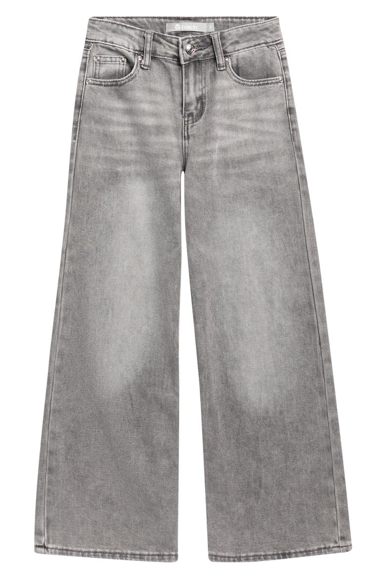 Kids' Leopard Star Pocket Wide Leg Jeans, Main, color, GREY WASH