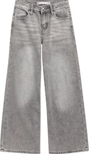 Tractr Kids' Leopard Star Pocket Wide Leg Jeans