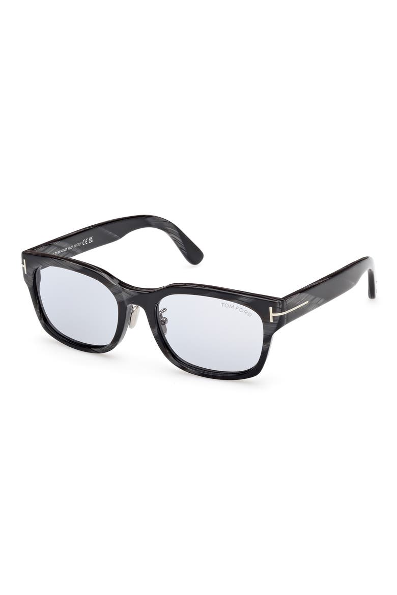 55mm Rectangle Tinted Sunglasses, Alternate, color, BLACK HORN / SMOKE