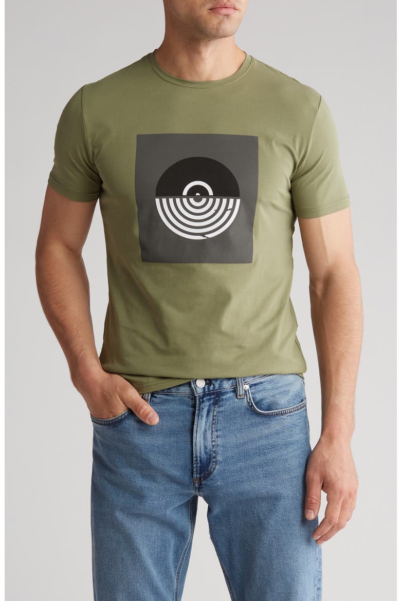 3D Abstract Graphic T-Shirt, Main, color, OLIVE