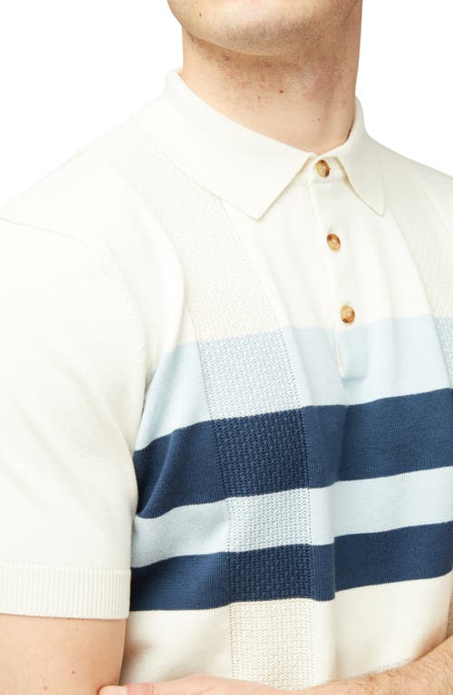 Ben Sherman Men's Regular-fit Textured-knit Stripe Polo Shirt In Ivory