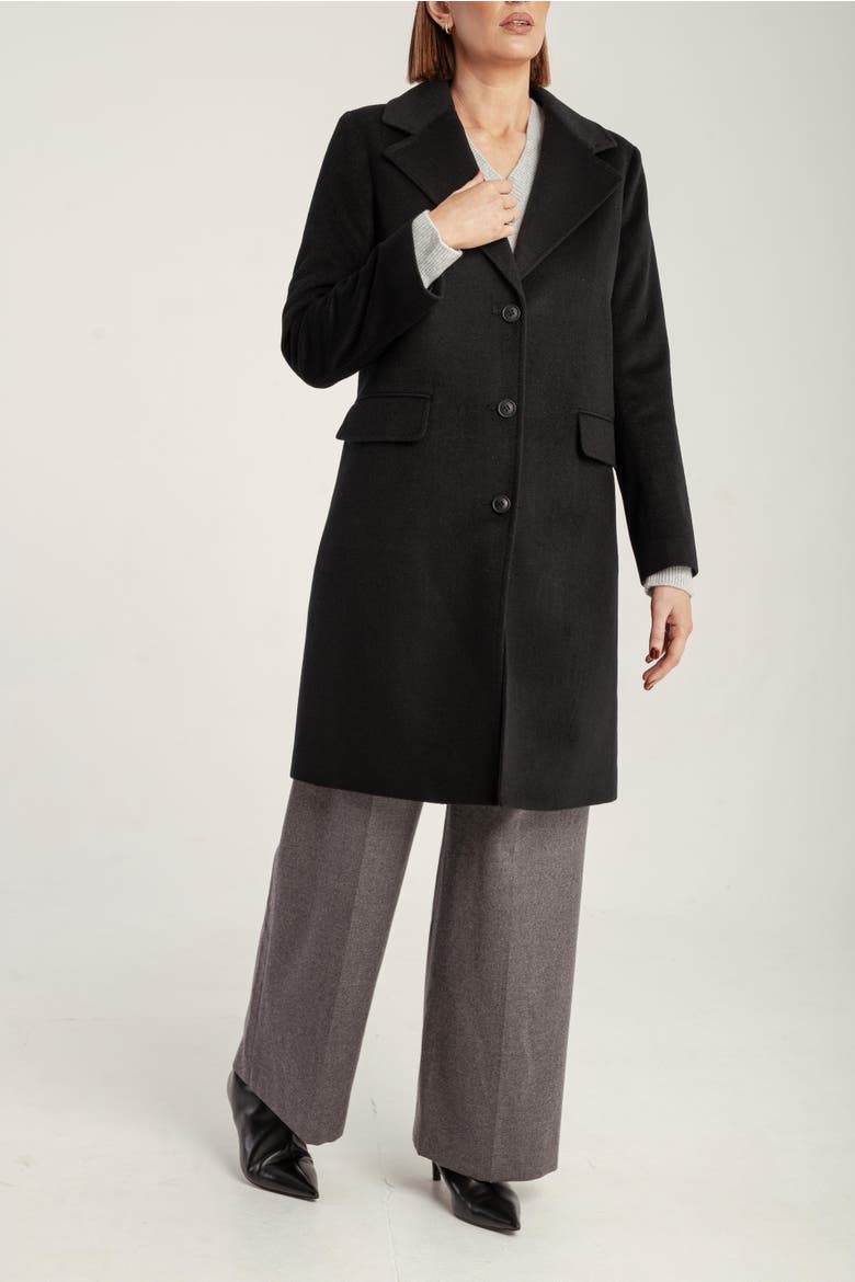 Cashmere Tailored Single-Breasted Coat, Alternate, color, Black