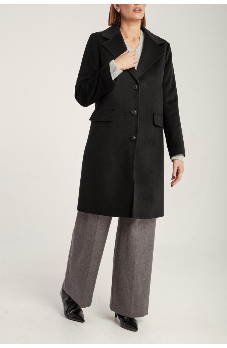 1982 Cashmere Tailored Single-Breasted Coat, Alternate, color, Black