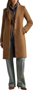 Lauren Ralph Lauren Single Breasted Wool Blend Coat
