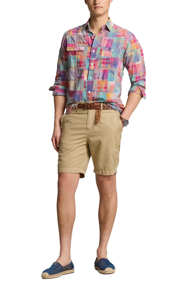 Polo Ralph Lauren Classic Fit Flat Front Linen & Cotton Blend Chino Shorts, Alternate, color, 