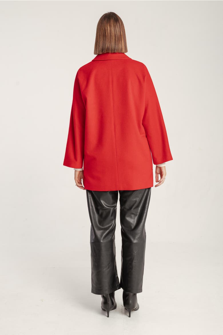 Cashmere Double Breasted Short Coat, Alternate, color, Red