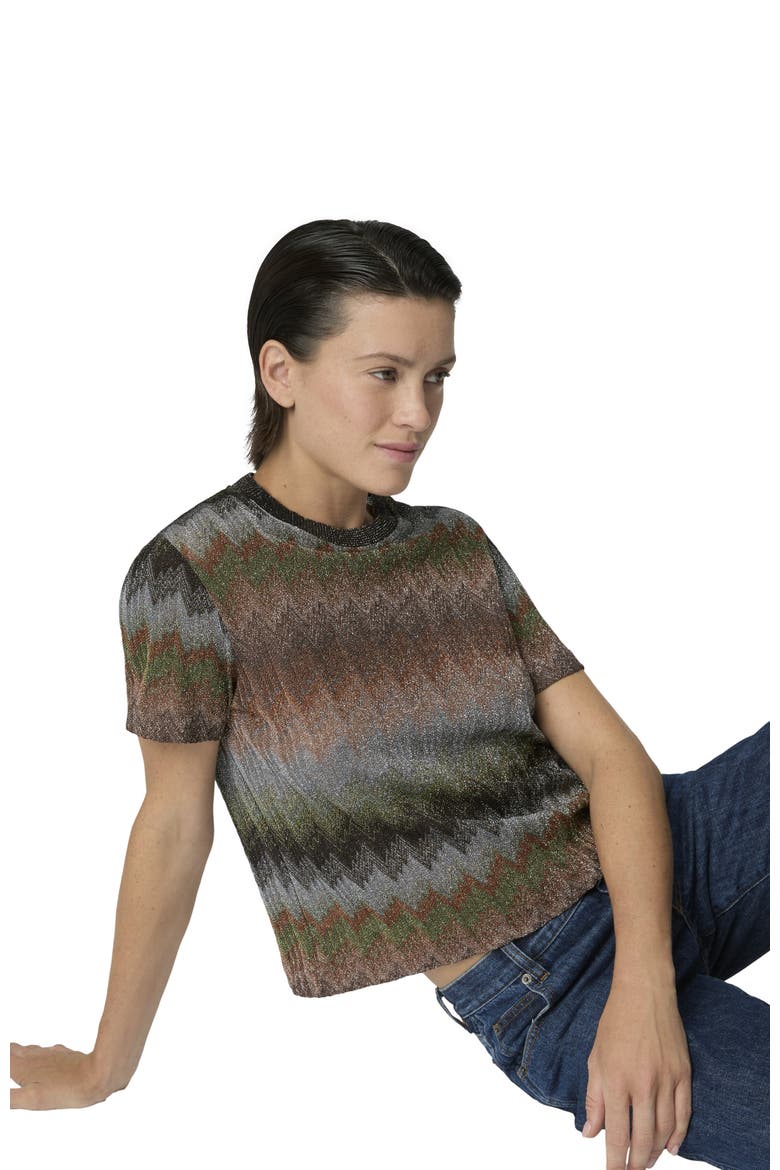 Viscose Lamé Crew-neck T-shirt With Snake Motif, Alternate, color, Multicoloured