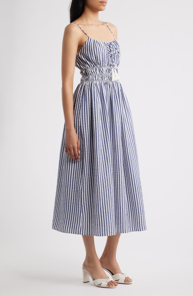 Julia Jordan Stripe Seersucker Dress, Alternate, color, Navy Multi