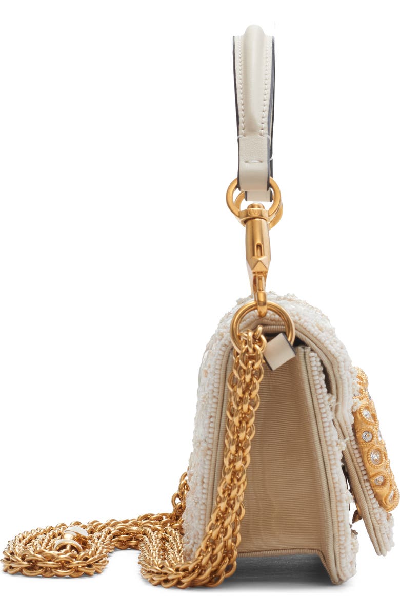 Valentino Garavani Locò Small Jewel Logo Embroidered Shoulder Bag, Alternate, color, White/ Cream