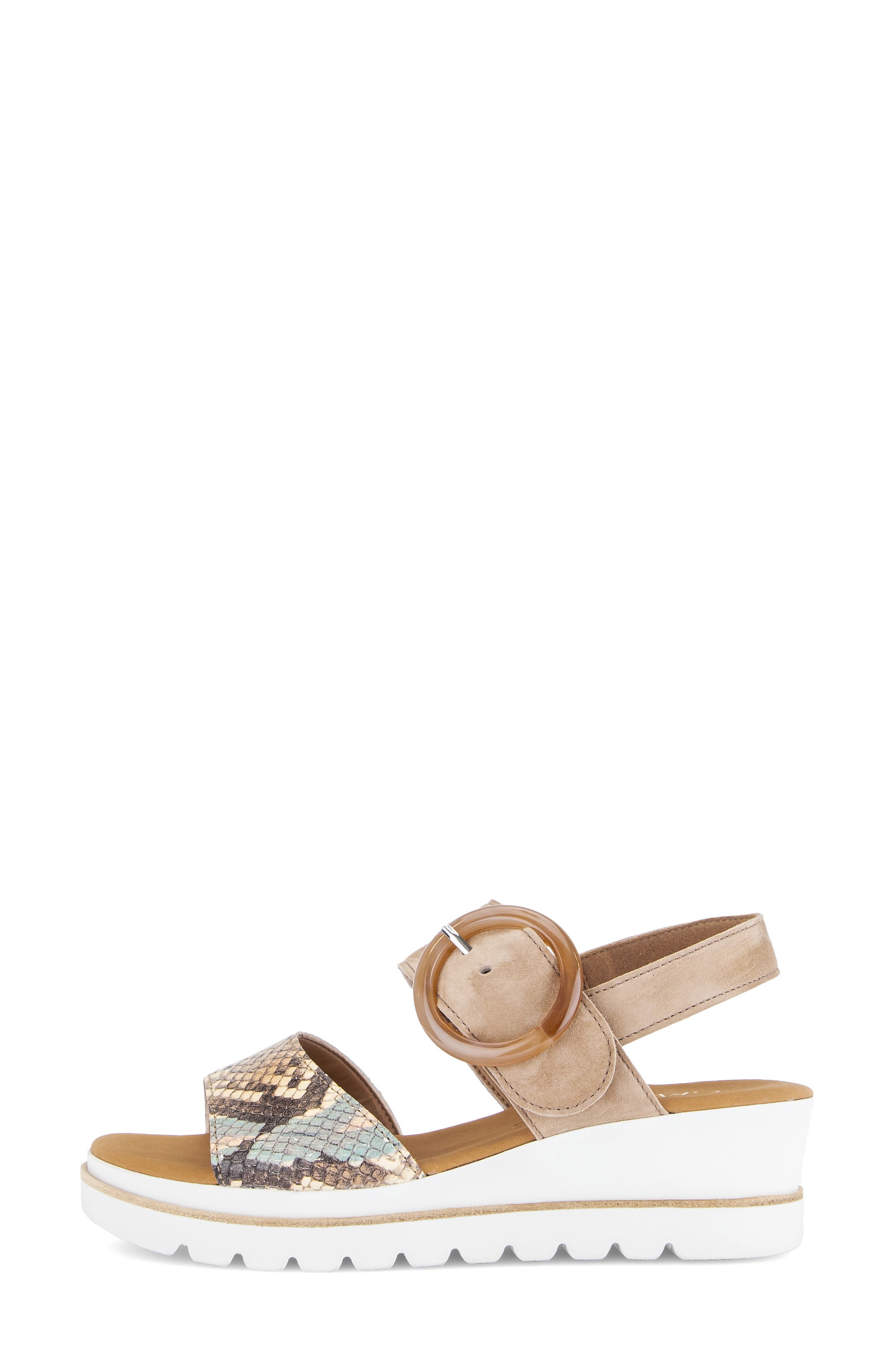 Gabor Ankle Strap Wedge Sandal, Alternate, color, Sand