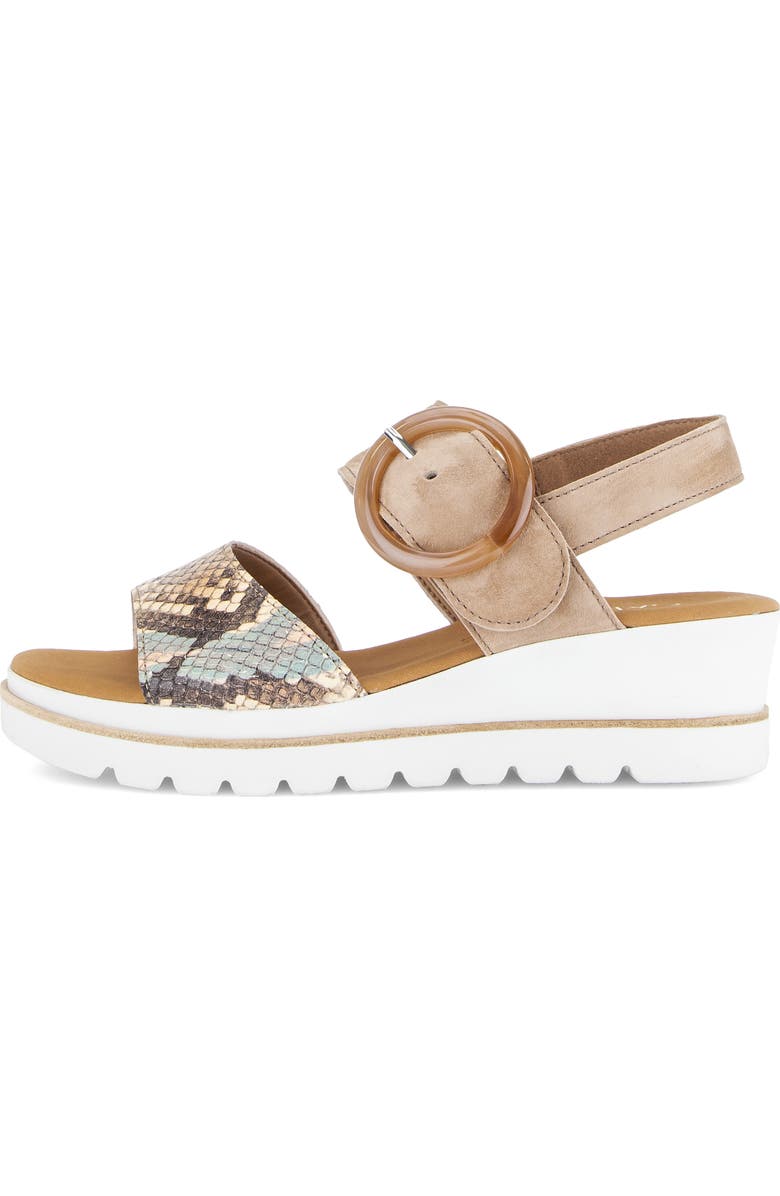 Gabor Ankle Strap Wedge Sandal, Alternate, color, Sand